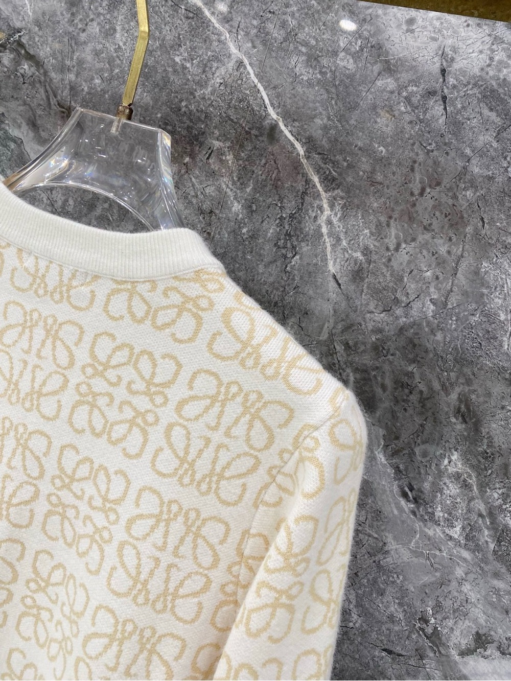Loewe Cream and Beige Anagram-Jacquard Sweater - Picture 8 of 8